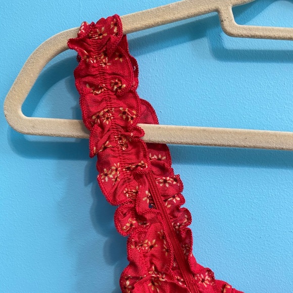 Red Floral Ruched Mini Dress - Picture 5 of 5